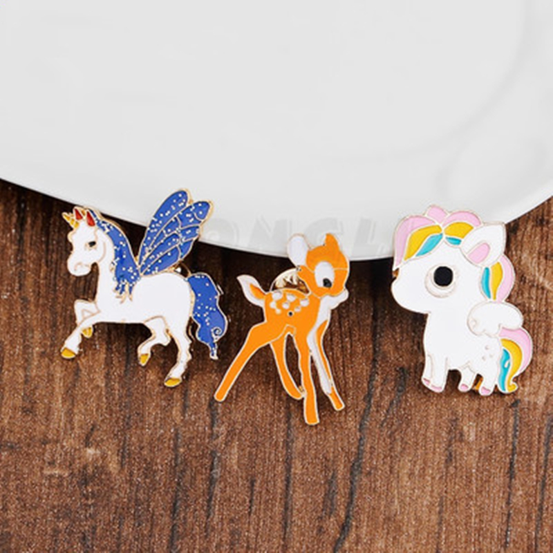 customized metal cartoon animal badge zinc alloy multi-color baking paint brooch seal melting casting gold plated brooch